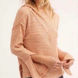 Free People Beach Waffle Knit Coral Erica Hoodie Size XS(oversized)